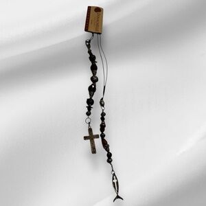 2003 Donachélle Vintage Beaded Bookmark: Silver Cross & Fish Symbols (NWT)
